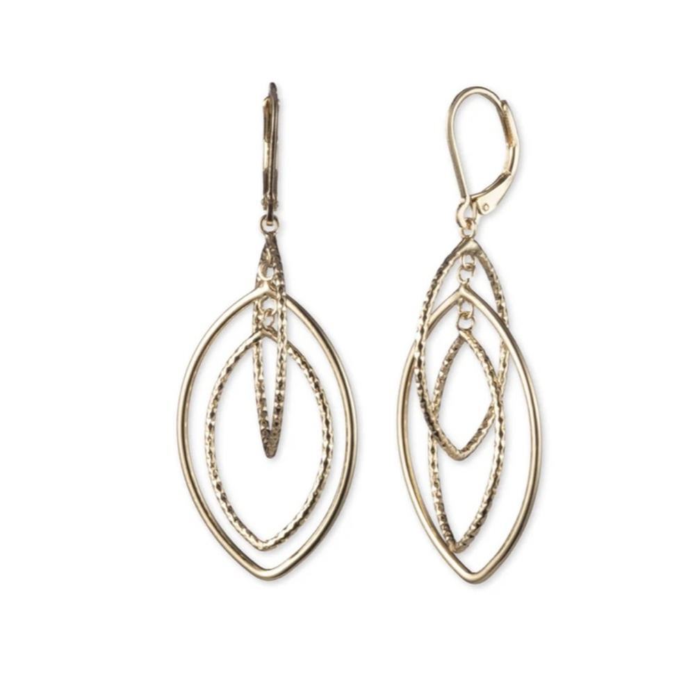 Anne Klein Diamond Texture Orbital Earrings
